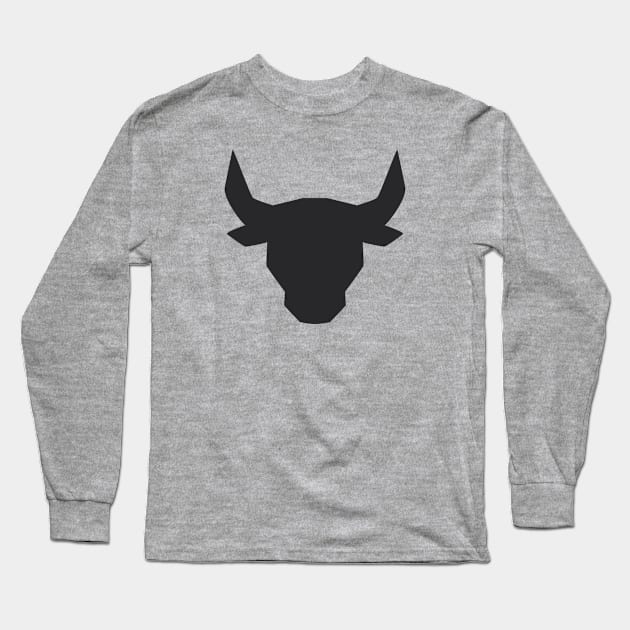 Bull Head Art Design Long Sleeve T-Shirt by Abeer Ahmad